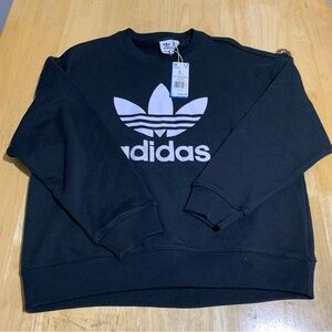 ADIDAS Originals Sweatshirt Trefoil Mens L Pullover Black Pullover Crew Sweater‎